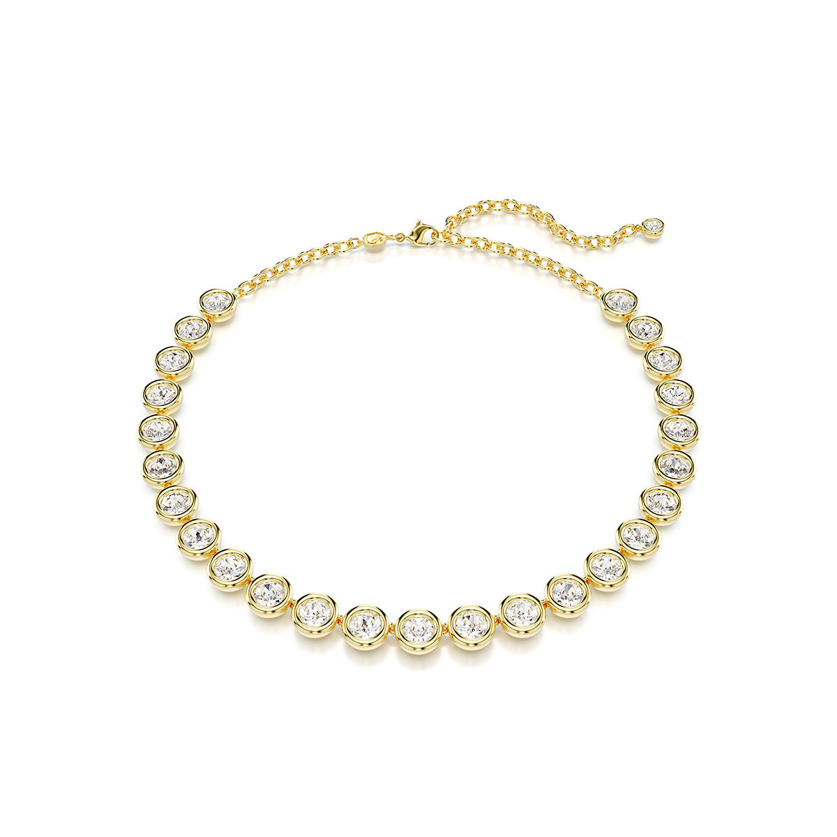 Swarovski Imber necklace, Round cut, White, Gold-tone plated